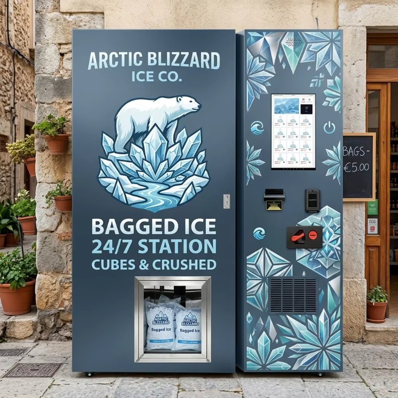 Bill Acceptor Vending - High Capacity 450kg Bagged Ice Vending