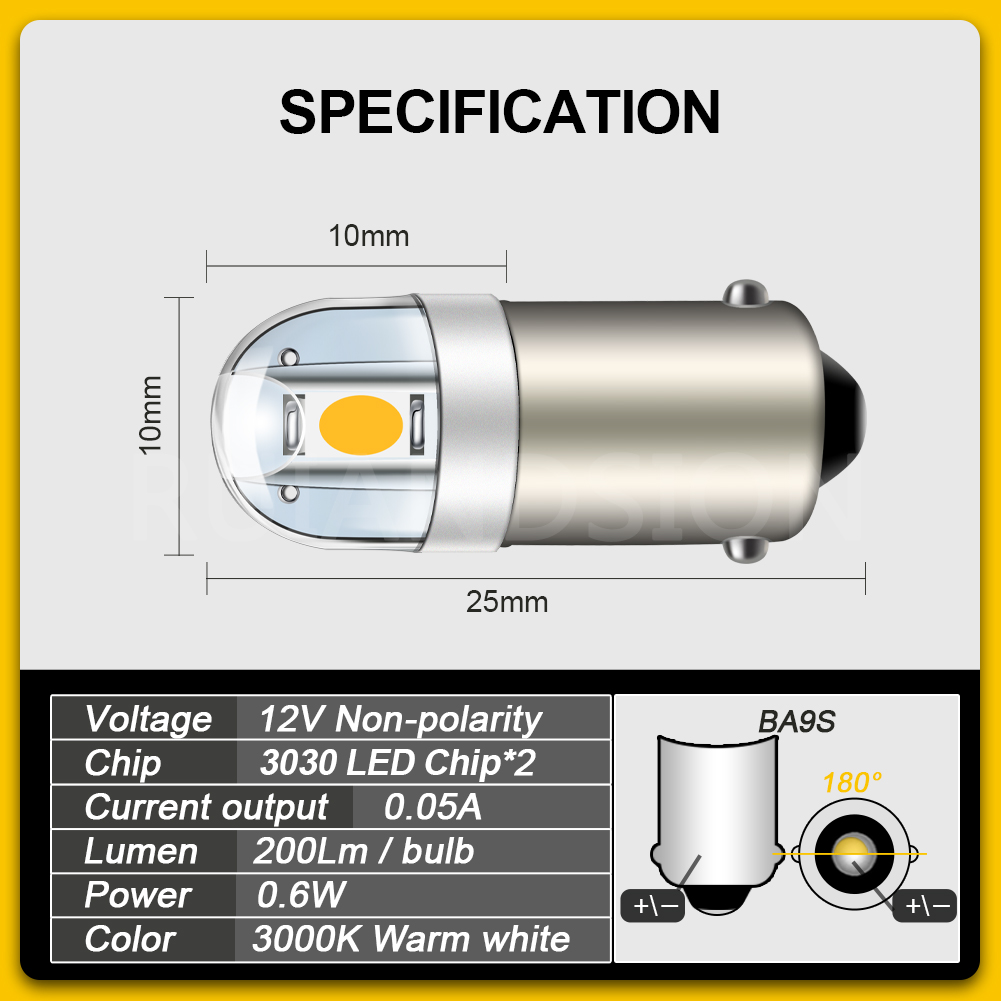 4PCS 6.3V BA9S 2 SMD 3030 LED  - Pinball Machine 评论和价格